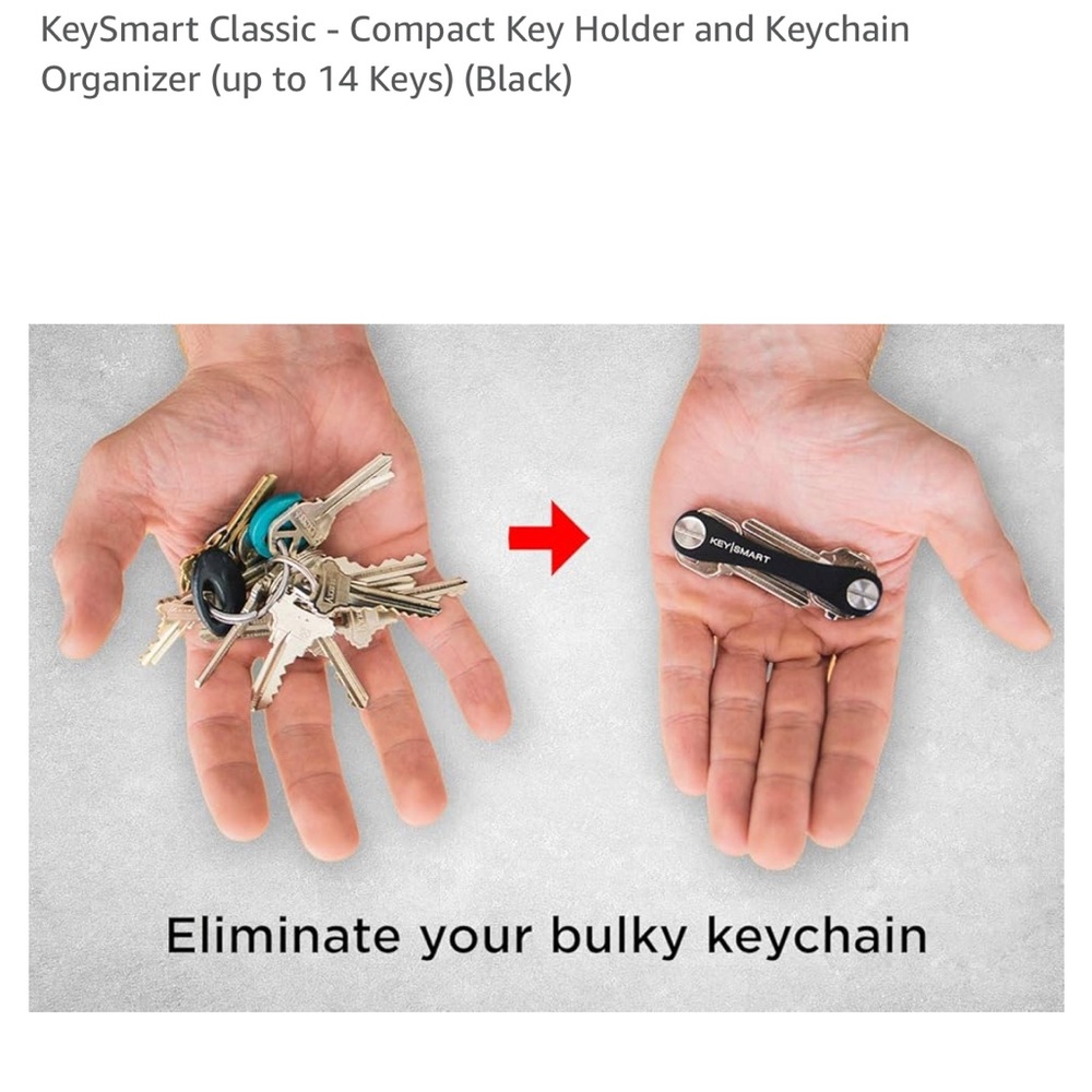 KeySmart Classic - Compact Key Holder and Keychain Organizer 2 to 14 Keys & fob
